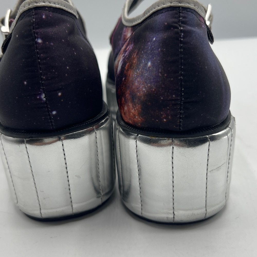 Galaxy Astronaut Platform Mary Janes - Silver Platform, Purple Galaxy Print - Picture 8 of 11